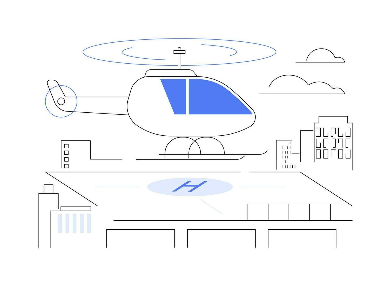 helikopter landen stootkussen abstract concept vector illustratie.