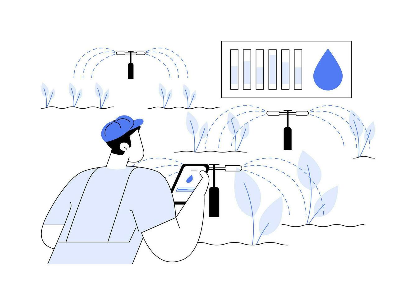 irrigatie toezicht houden abstract concept vector illustratie.