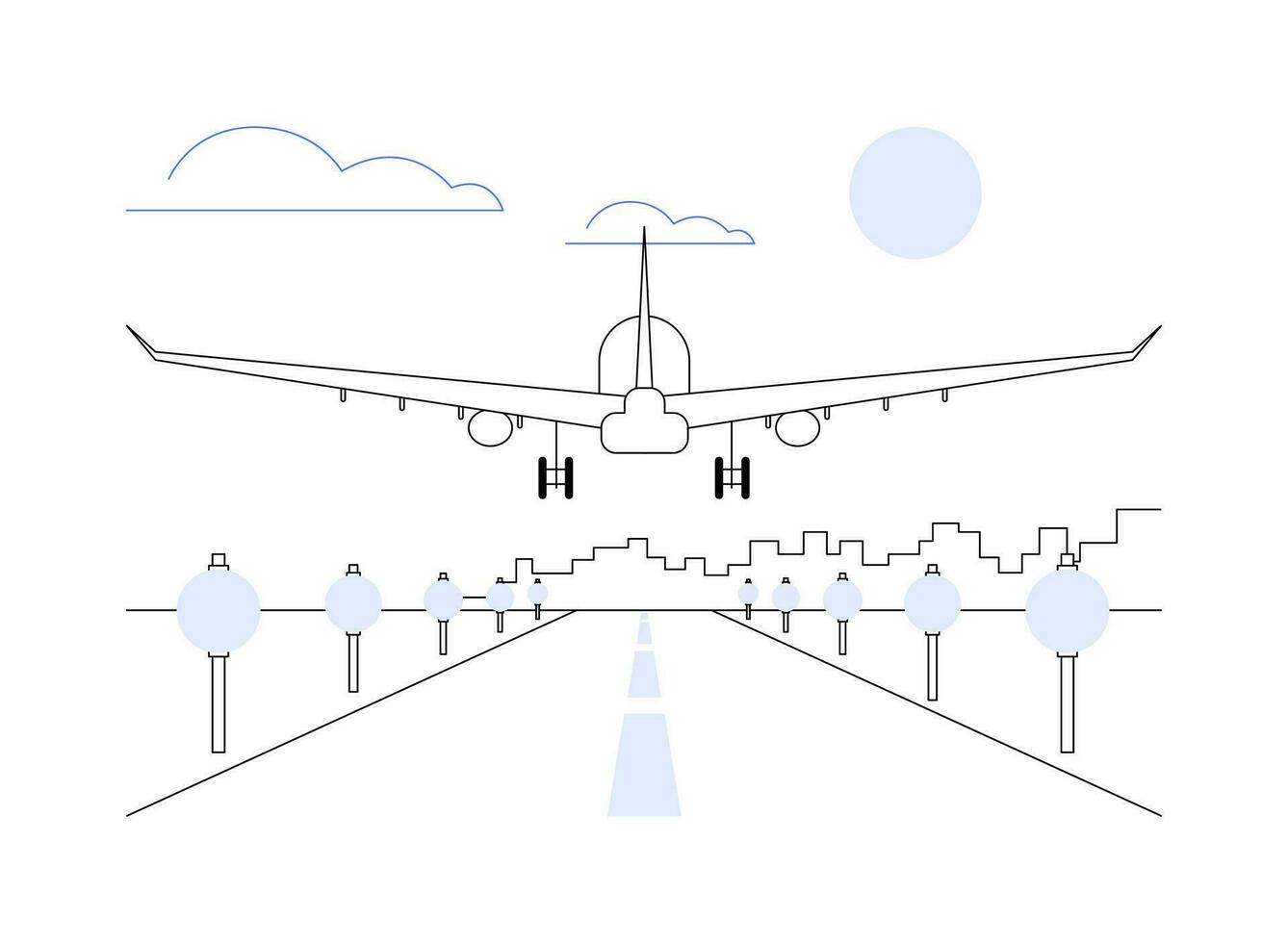 landen vliegtuig abstract concept vector illustratie.
