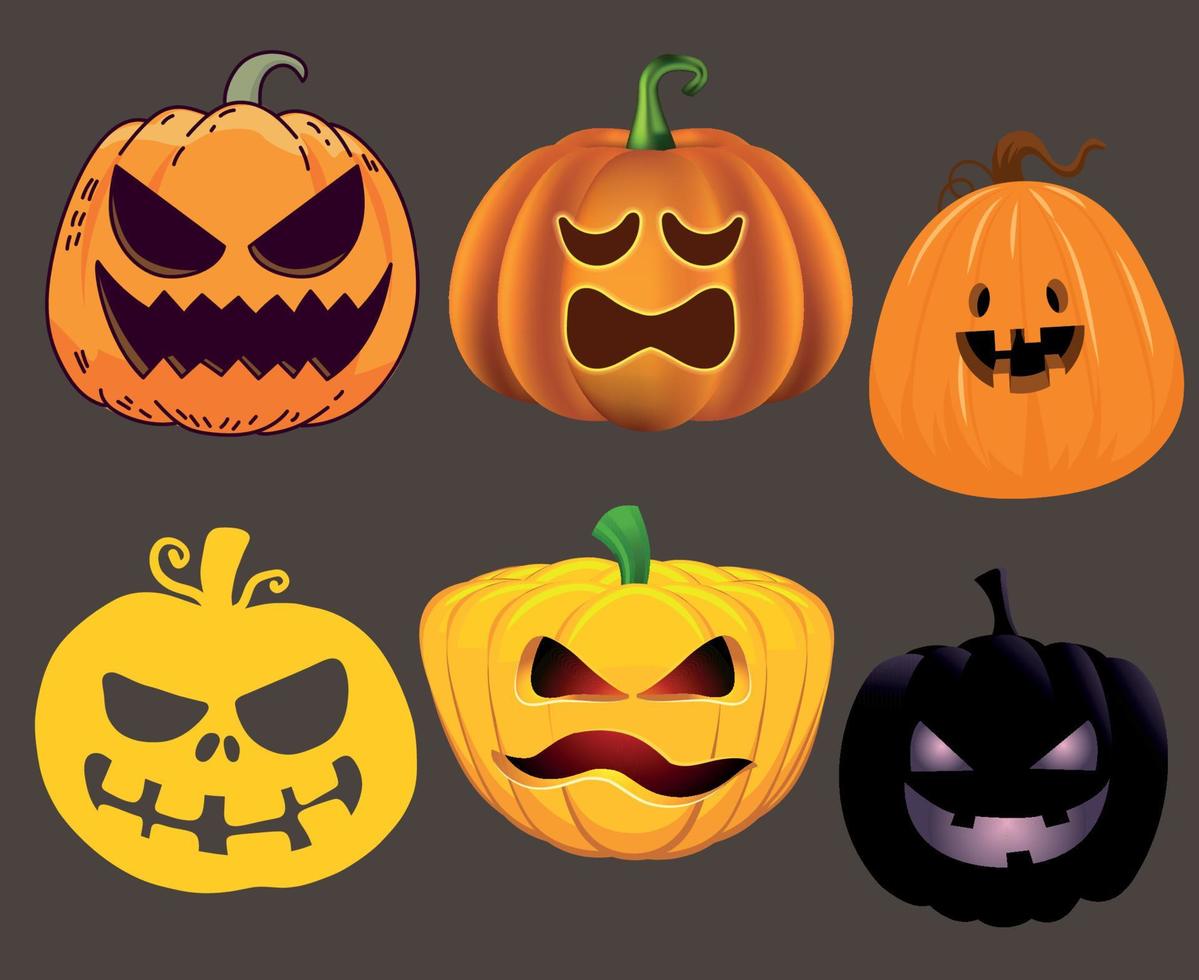 pompoen halloween objecten tekenen symbolen vector illustratie abstract met zwarte achtergrond