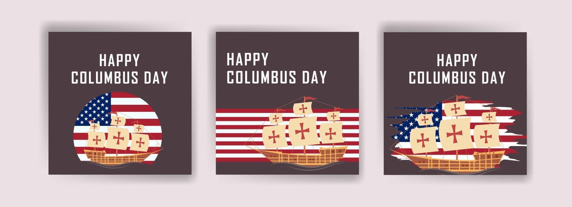 fijne colombusdag. social media postsjabloon voor columbus day. vector