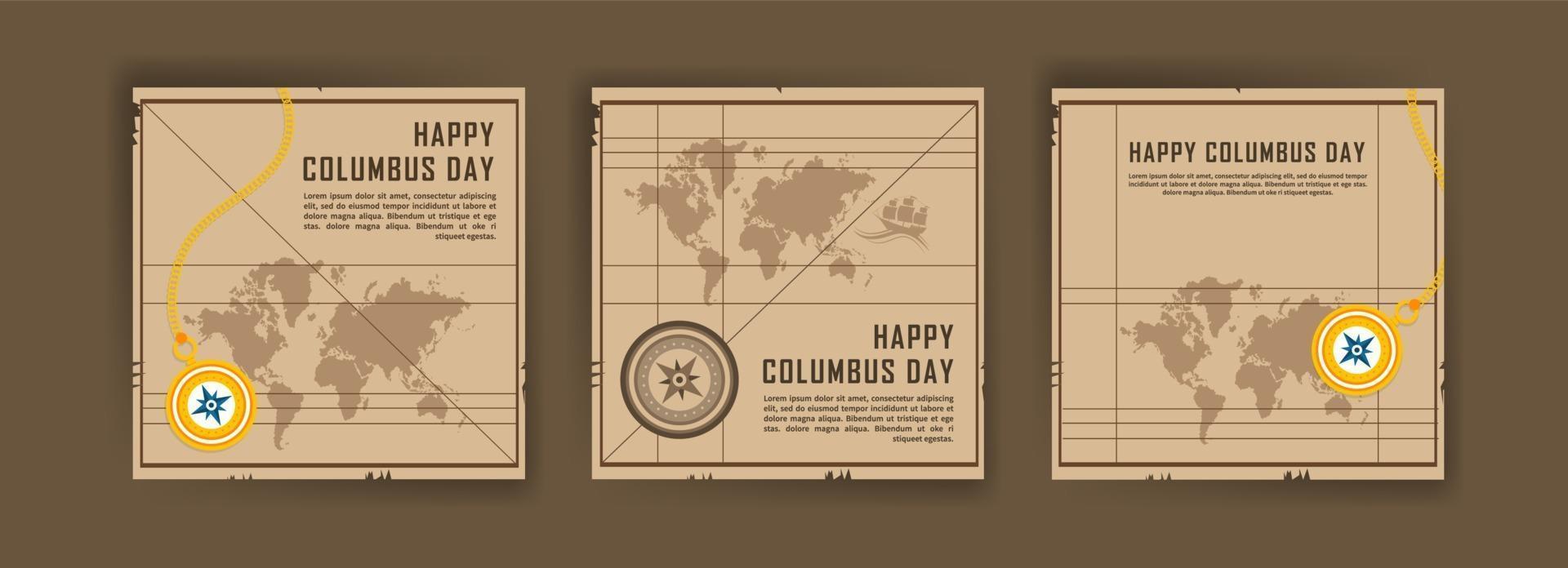 fijne colombusdag. social media postsjabloon voor columbus day. vector