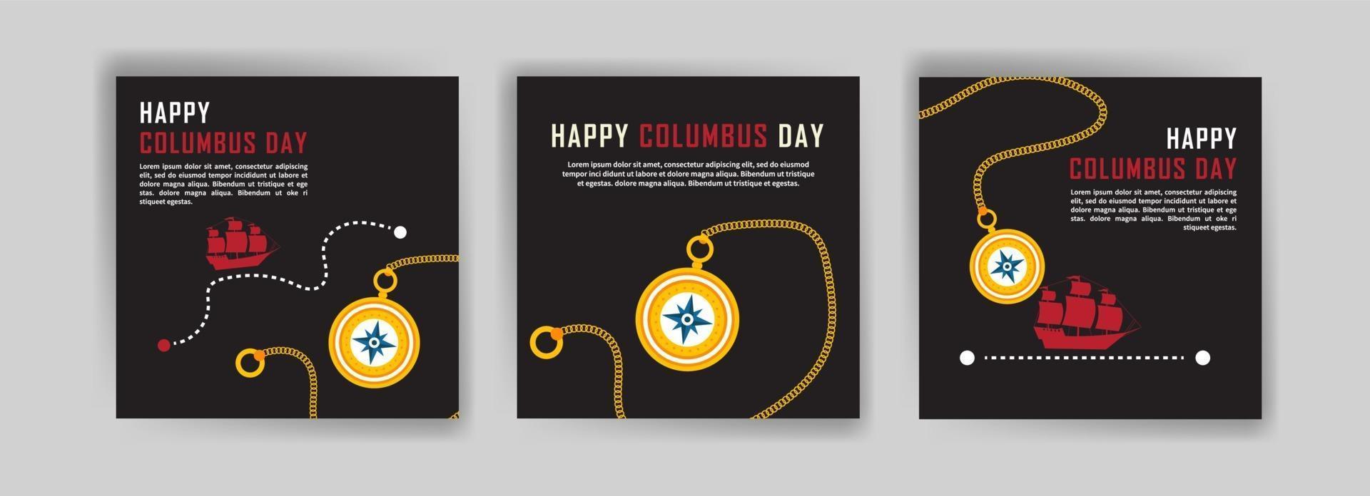 fijne colombusdag. social media postsjabloon voor columbus day. vector