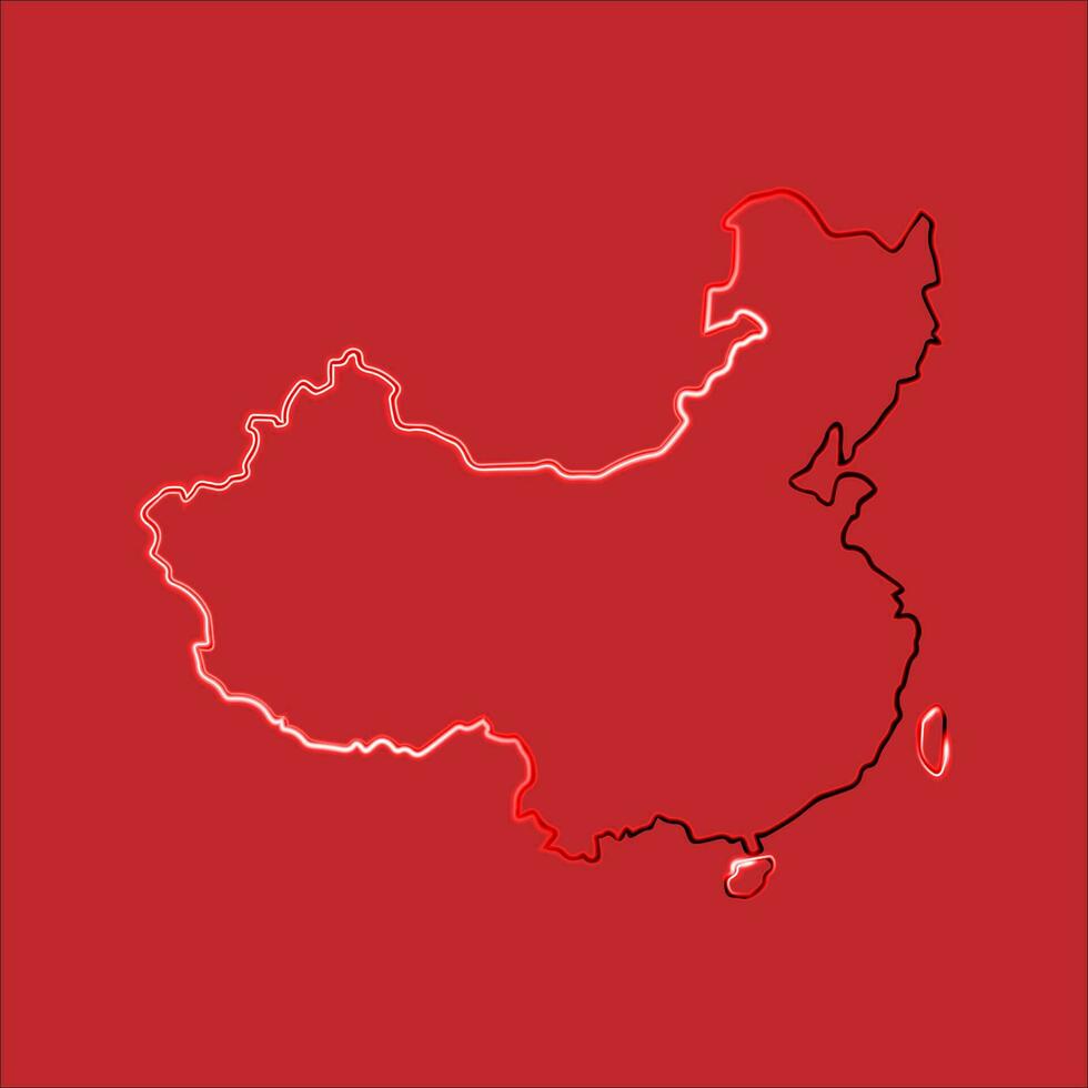 vector geïsoleerd illustratie van China kaart met neon effect.