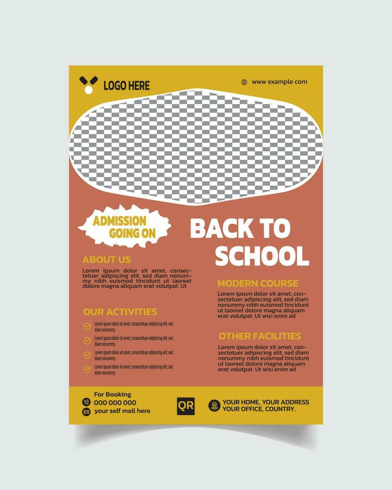 terug naar school- uniek folder sjabloon en school- toelating brochure ontwerp a4 vector