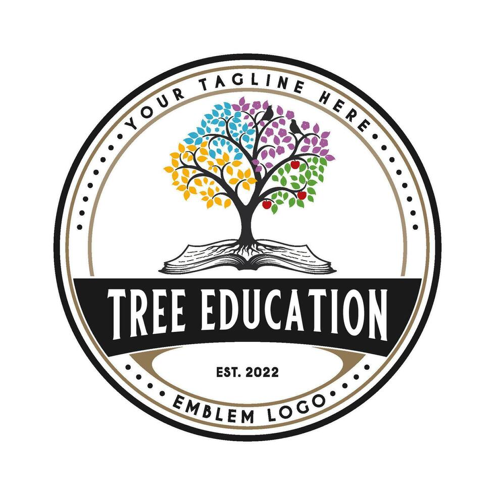 onderwijs boom vector logo, boek en boom, onderwijs ontwerp