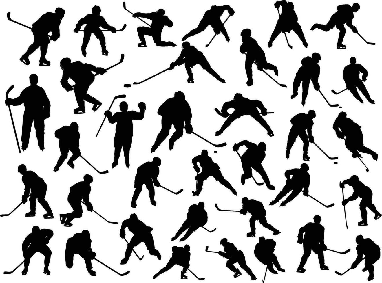 hockey spelers silhouetten reeks vector illustratie geïsoleerd Aan wit achtergrond