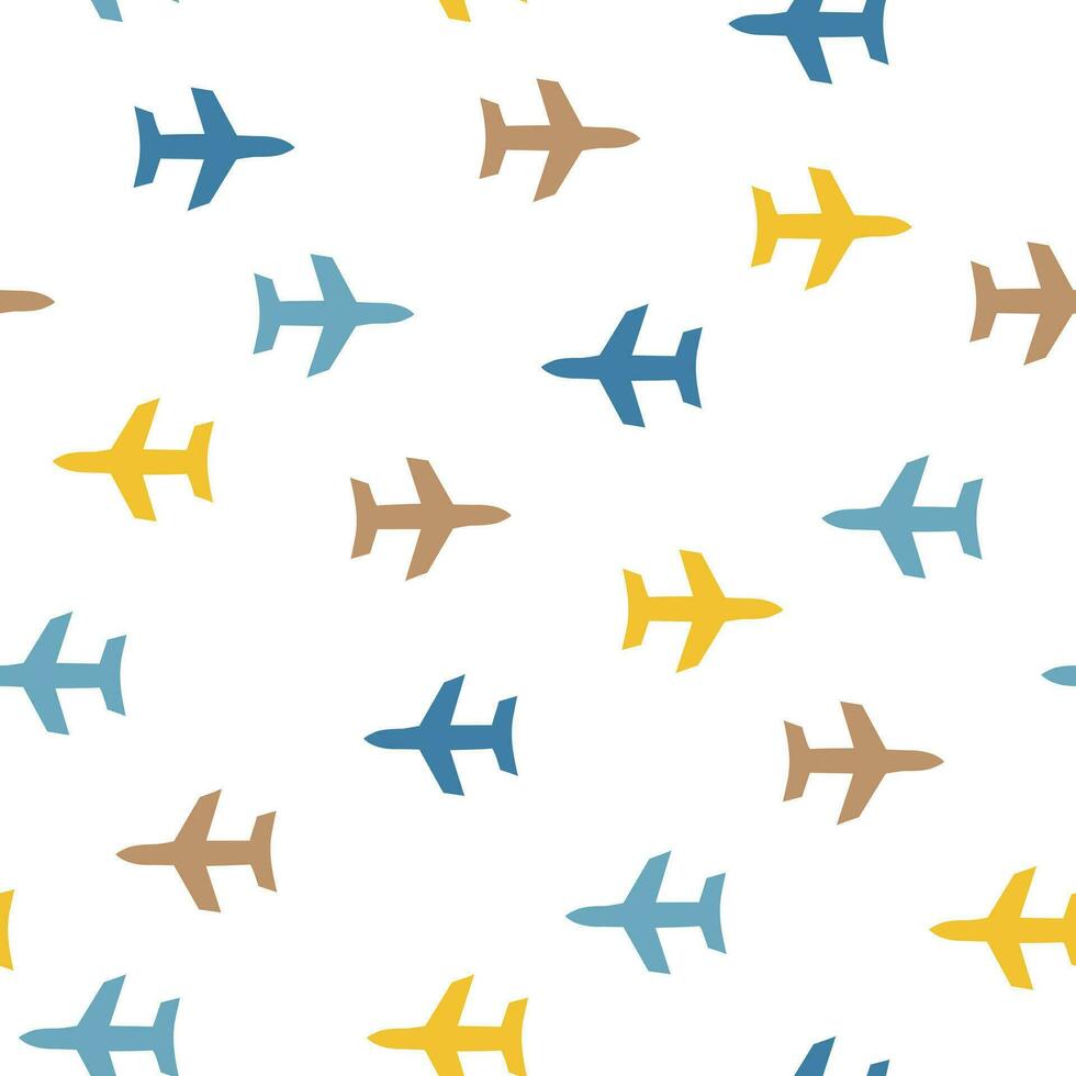 naadloos patroon van vliegtuig Aan een wit achtergrond. vlucht van vliegtuigen, luchthaven, vlucht. thema reizen vector