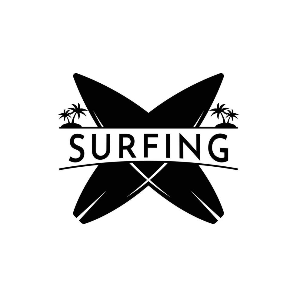 surfing silhouet gekruiste logo ontwerp idee vector