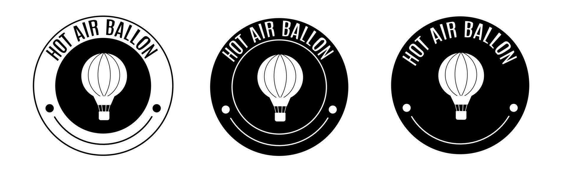 zwart en wit illustratie van heet lucht ballon icoon in vlak. voorraad vector. vector