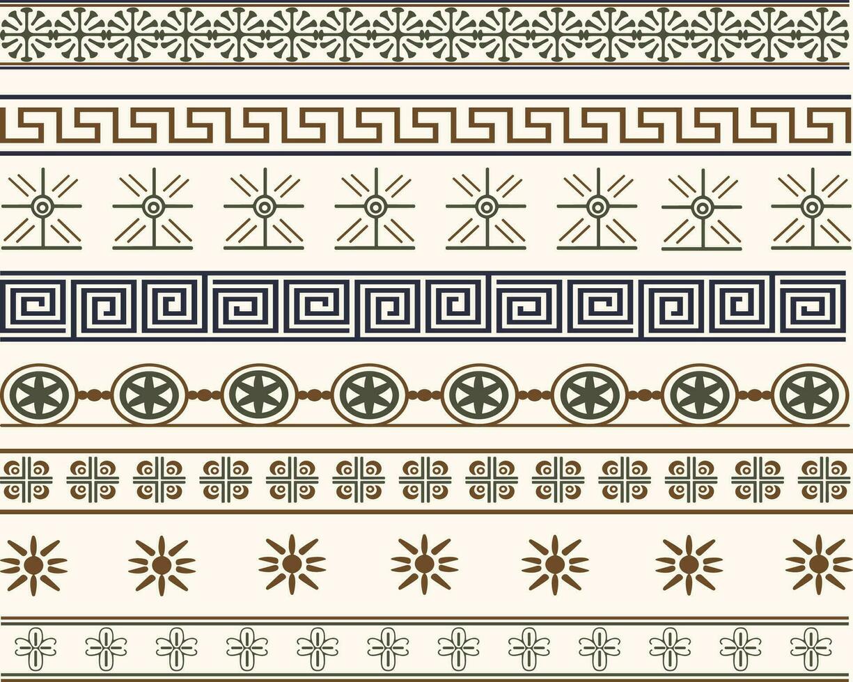 ingewikkeld Grieks patronen en meetkundig ontwerpen in neutrale kleuren vector