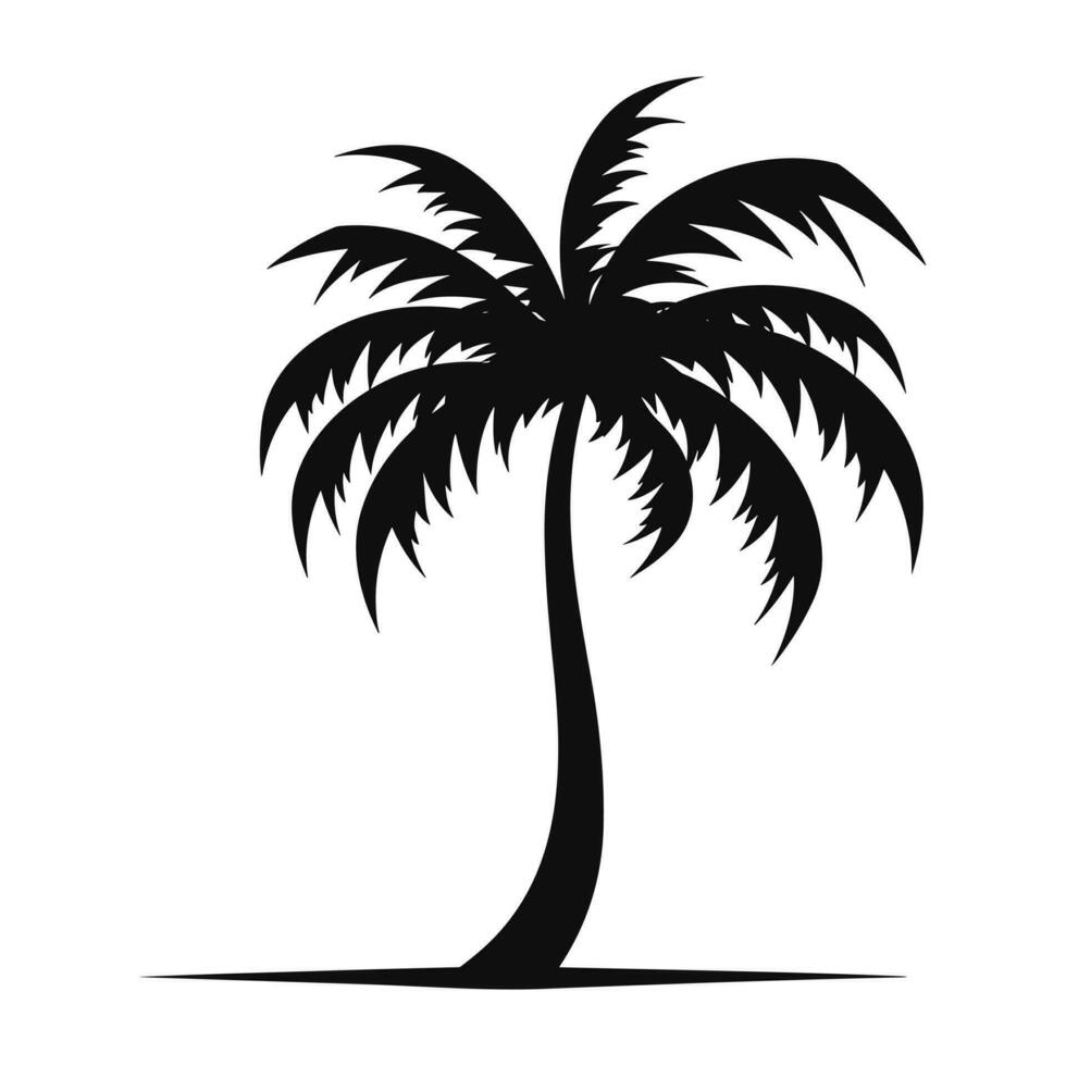 een palm boom vector geïsoleerd Aan een wit achtergrond, tropisch palm boom silhouet
