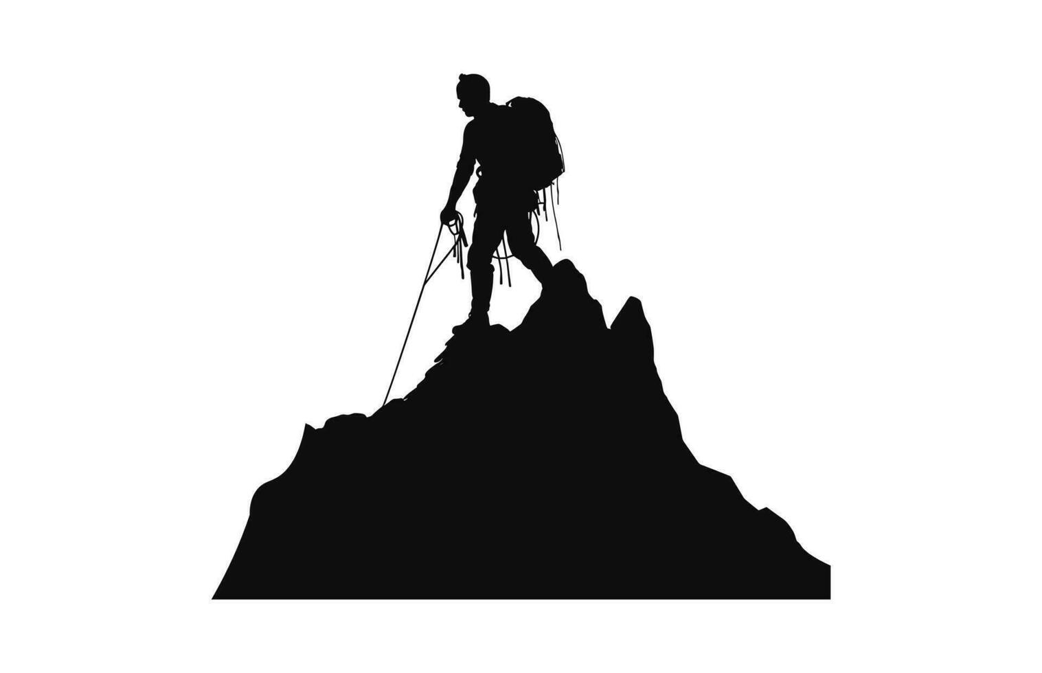 een silhouet van alpinist beklimming zwart vector