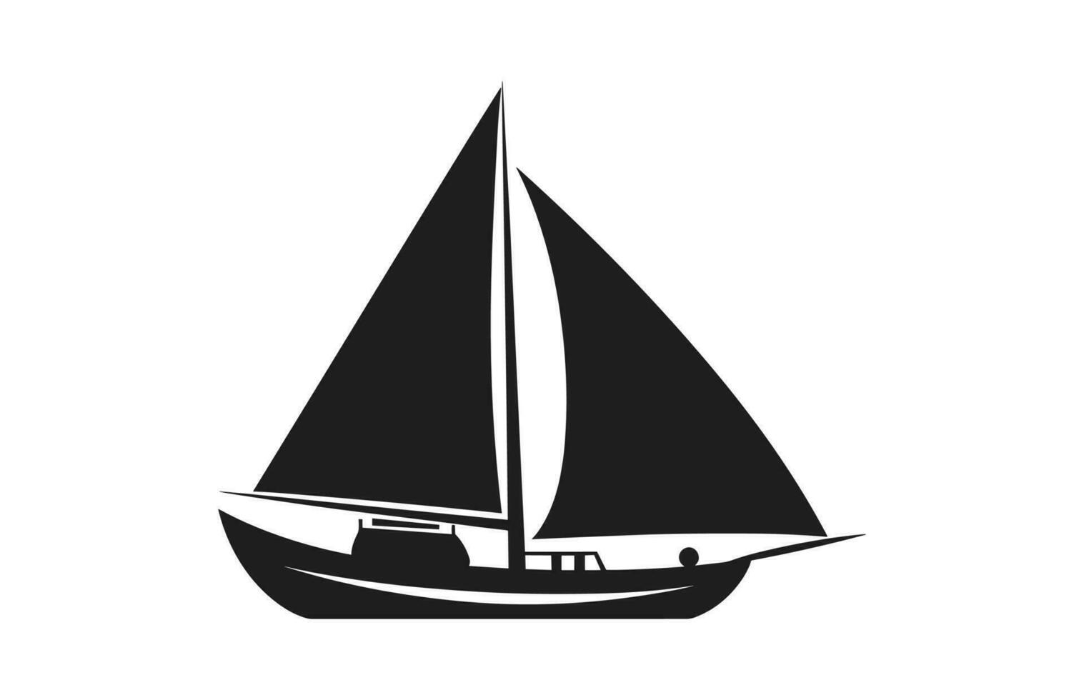 een zeilboot vector silhouet geïsoleerd Aan een wit achtergrond, het zeilen boot zwart vorm clip art