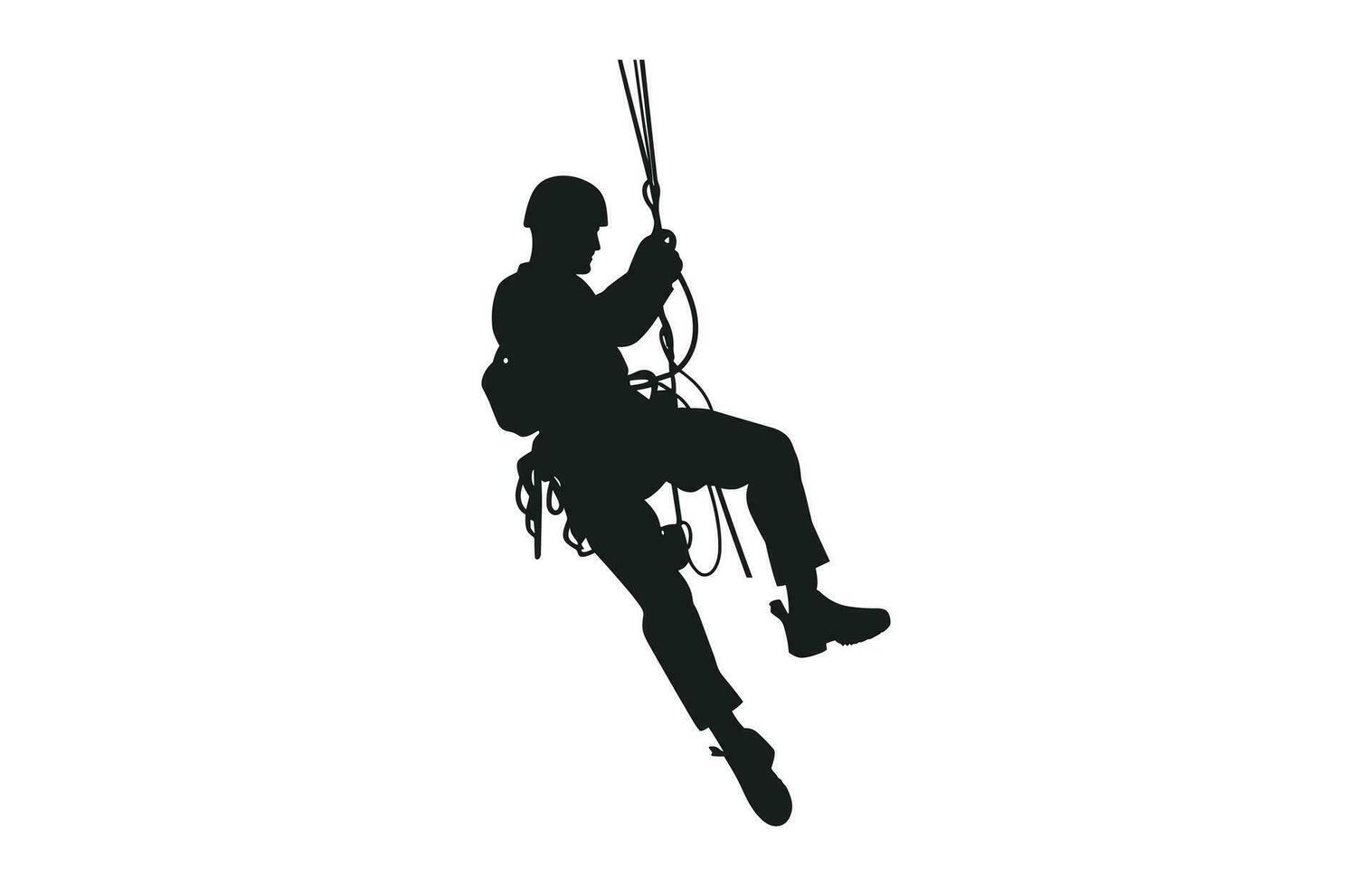 abseilen silhouet vector geïsoleerd Aan een wit achtergrond, een mannetje abseiler clip art