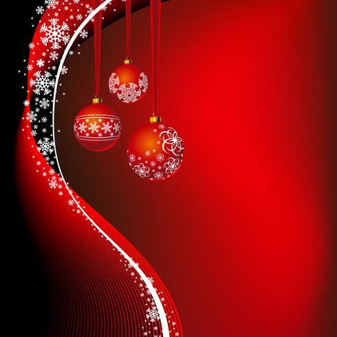 Kerstmisillustratie met rode bal en sneeuwvlokken vector