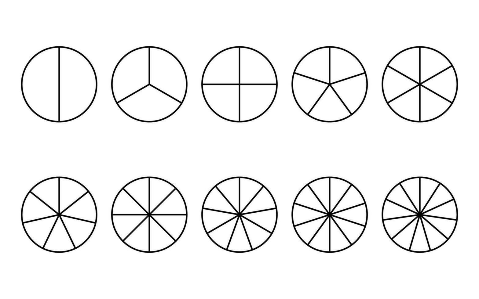 2-10 sectie blanco spinnen wiel sjabloon vector. vector