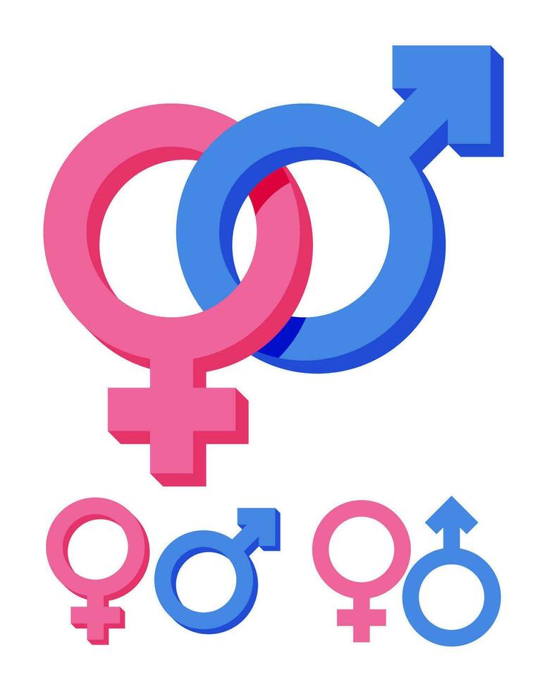 roze en blauw geslacht symbool geïsoleerd Aan wit. vrouwelijk en mannelijk tekens. mannelijk, vrouw, jongen, meisje, Mens, vrouw icoon. vlak vector illustratie.