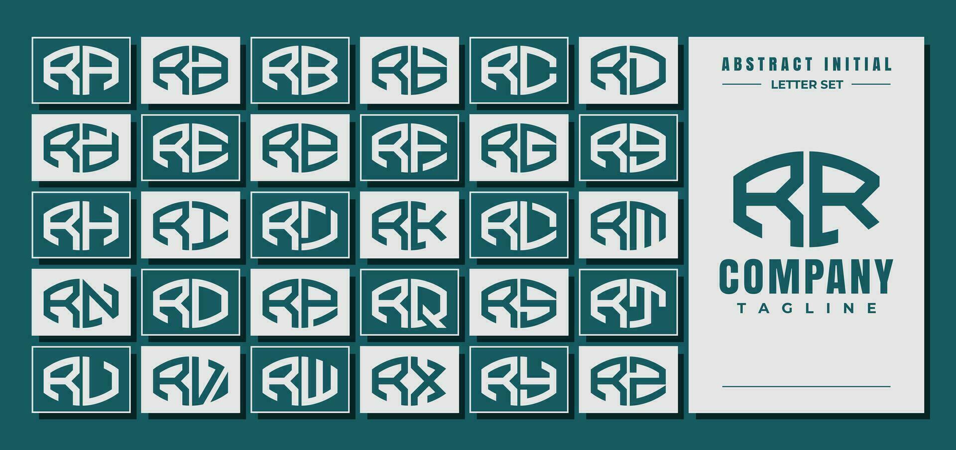 abstract kromme vorm eerste r rr brief logo ontwerp bundel vector