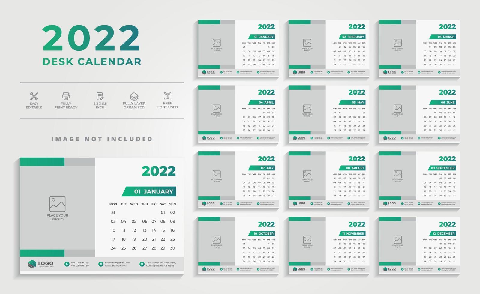 schone 2022 wandkalender ontwerpsjabloon vector