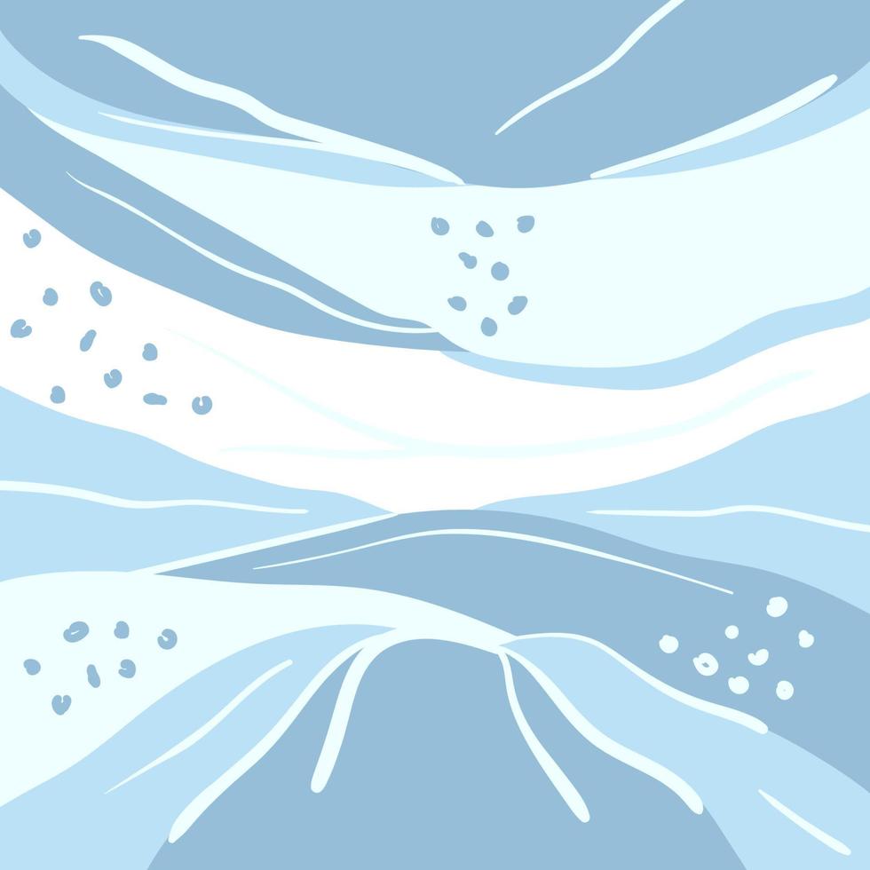 winter abstracte sneeuw achtergrond met vloeiende vormen en doodle. platte vectorillustratie voor covers, ansichtkaarten en sociale netwerken vector