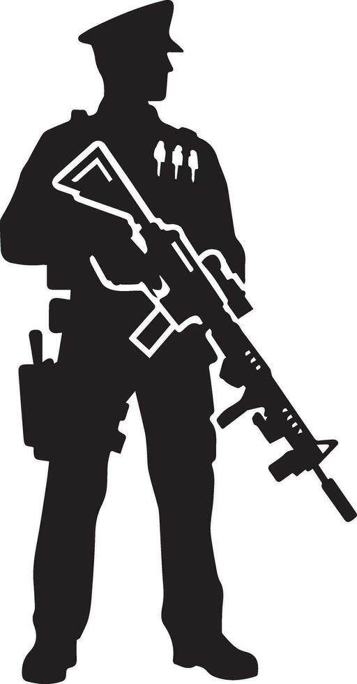 minimaal Politie icoon vector silhouet, wit achtergrond, vullen met zwart 6