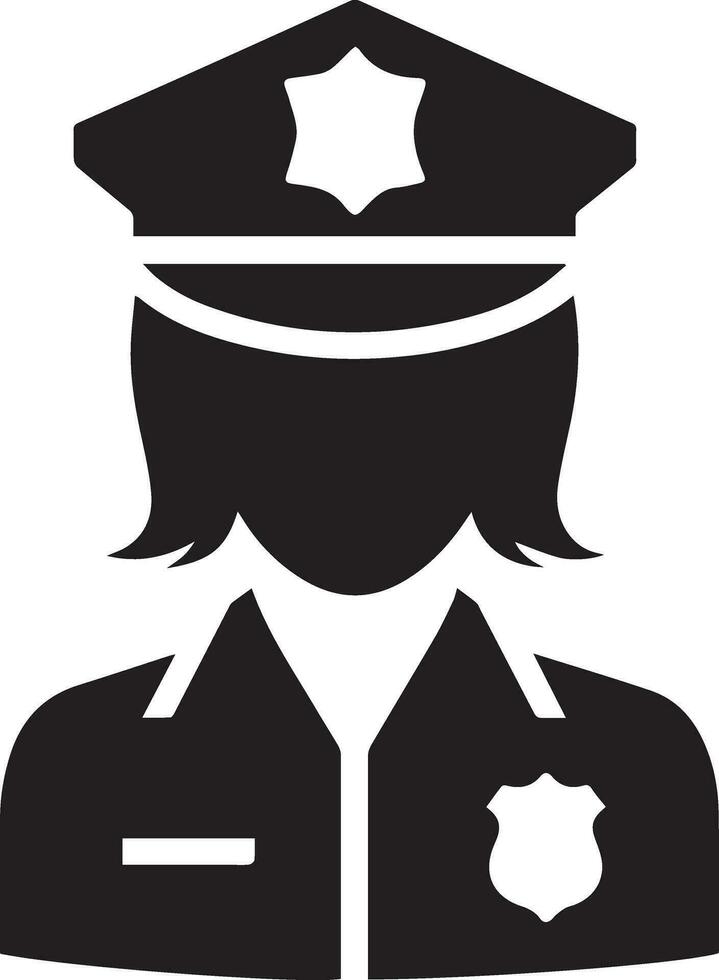 minimaal Politie icoon vector silhouet, wit achtergrond, vullen met zwart 17