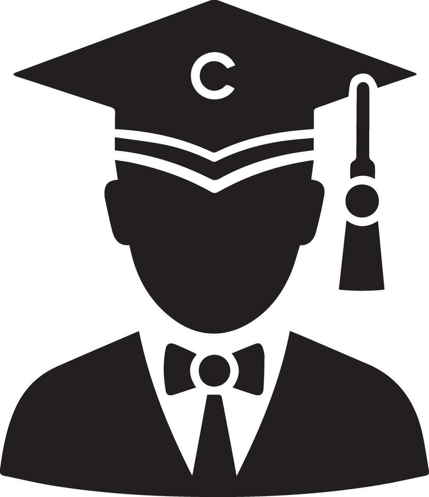 vlak, minimaal diploma uitreiking hoed icoon vector silhouet wit achtergrond 4