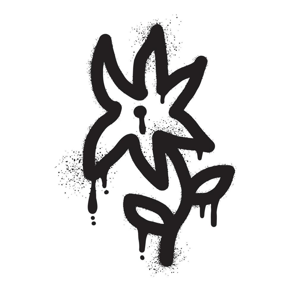 kers bloesem graffiti met zwart verstuiven verf vector