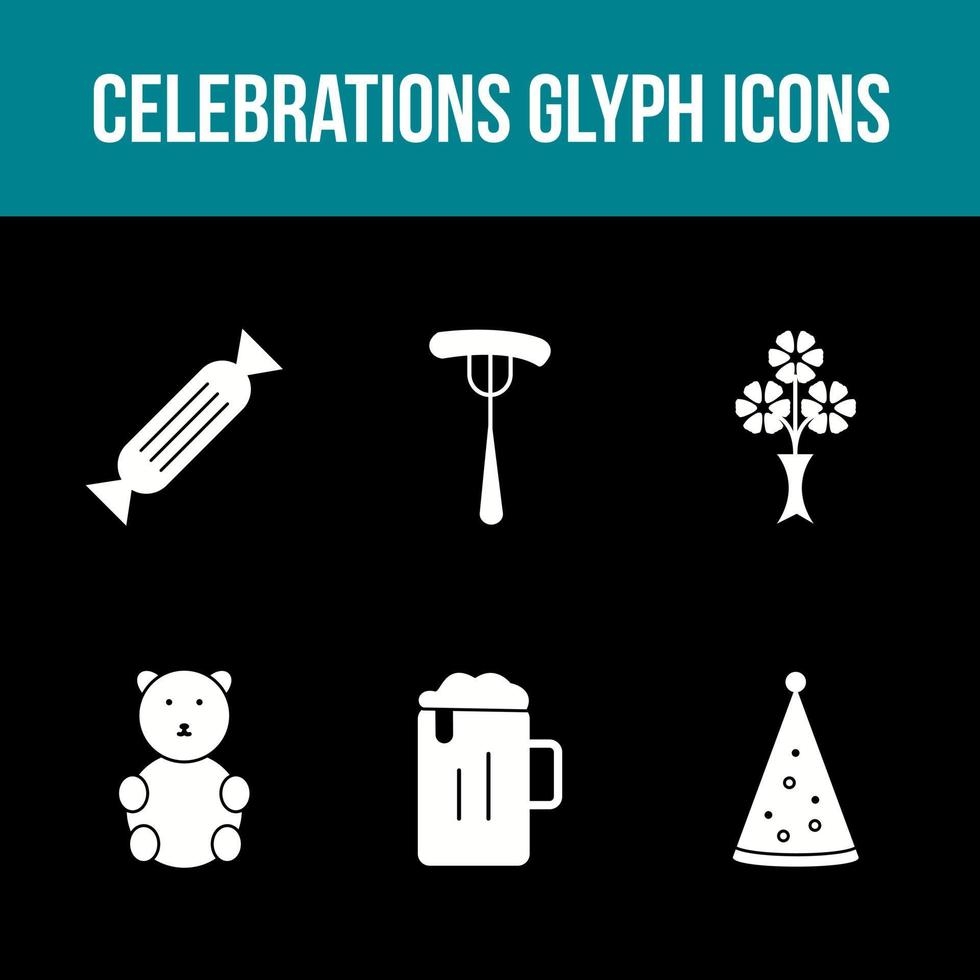 unieke viering glyph vector icon set
