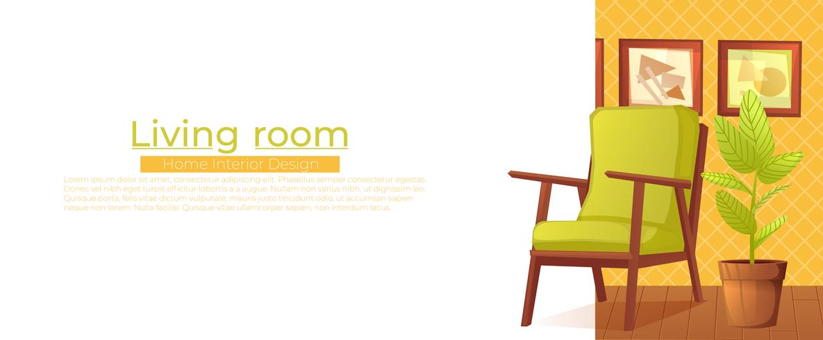 Woonkamer interieur banner vector