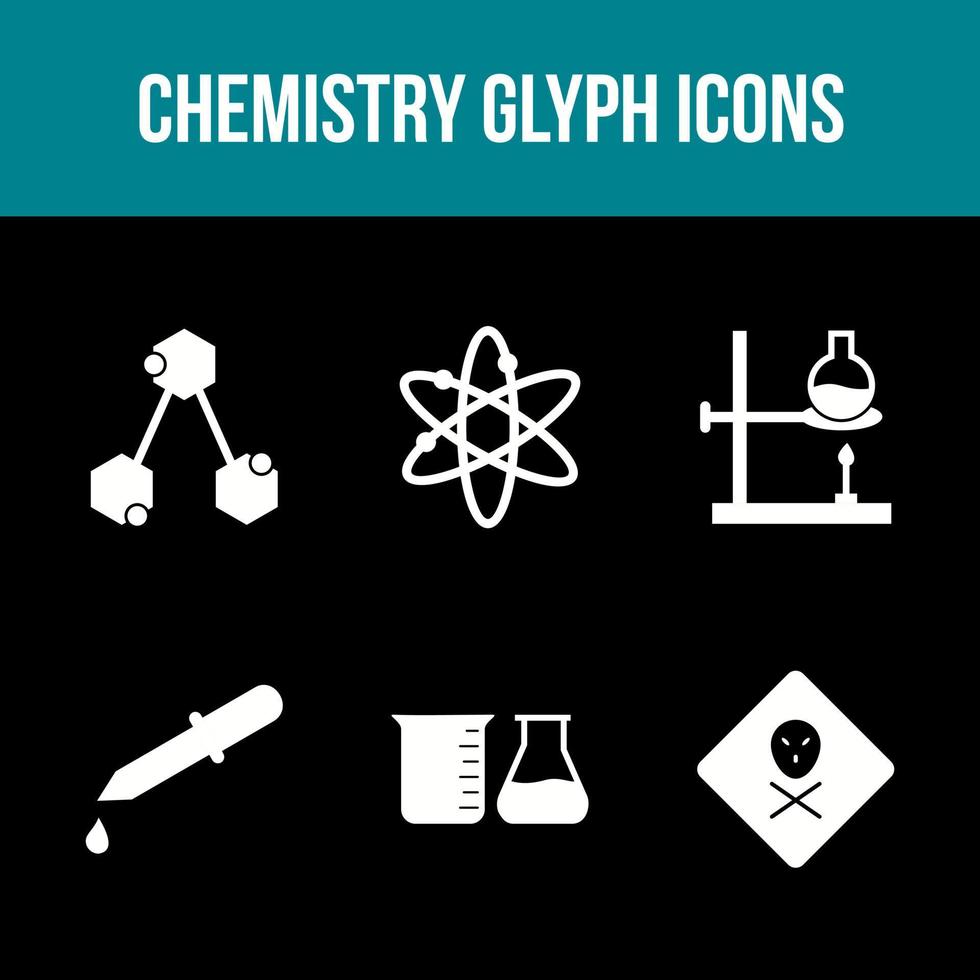 unieke chemie glyph vector icon set