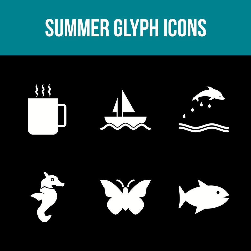 unieke zomer glyph vector icon set
