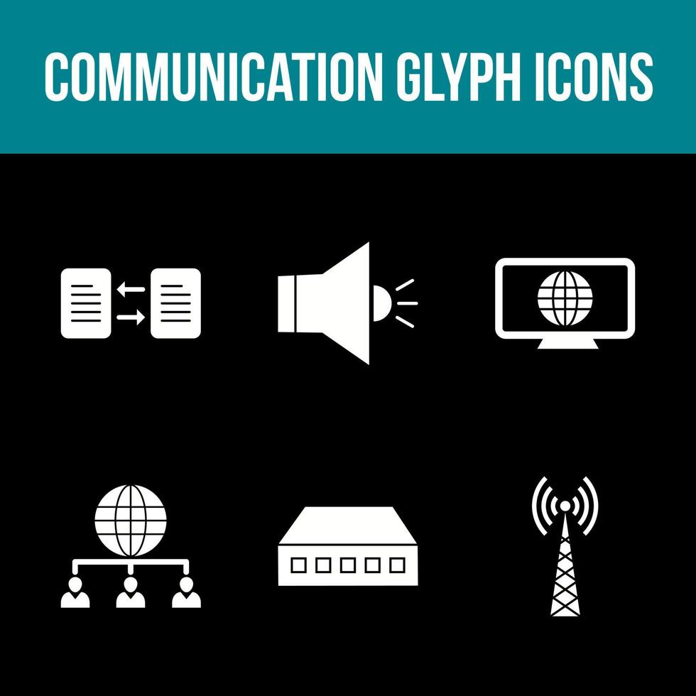 unieke communicatie glyph vector icon set