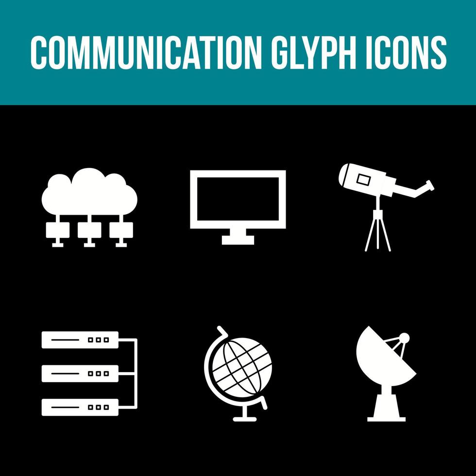 unieke communicatie glyph vector icon set