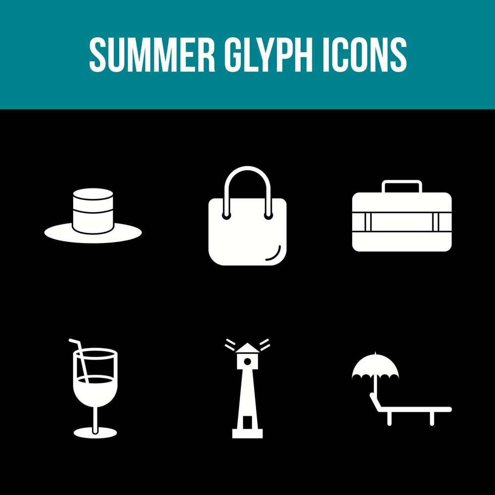 unieke zomer glyph vector icon set