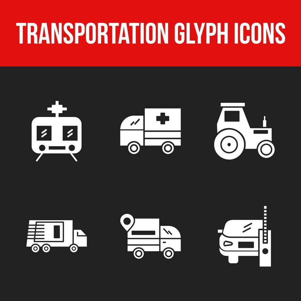 prachtige transport unieke glyph icon set vector