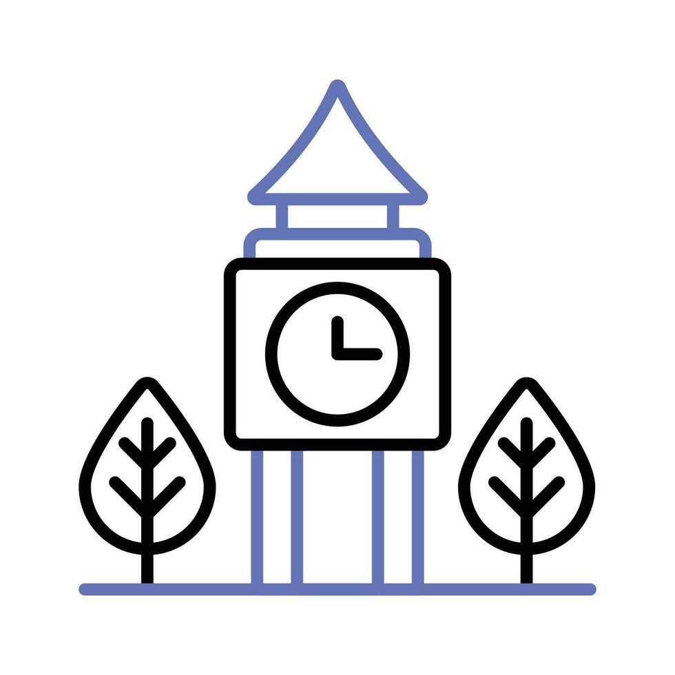 een icoon van klok toren in modern ontwerp stijl, geïsoleerd Aan wit achtergrond vector