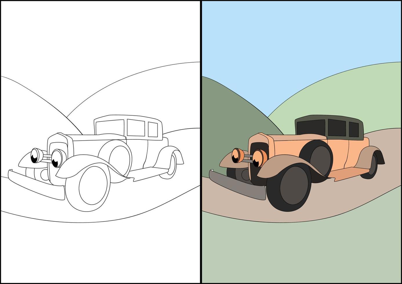 eenvoudige voertuig kleurplaten voor kinderen, kleurplaten voor kinderen. vector