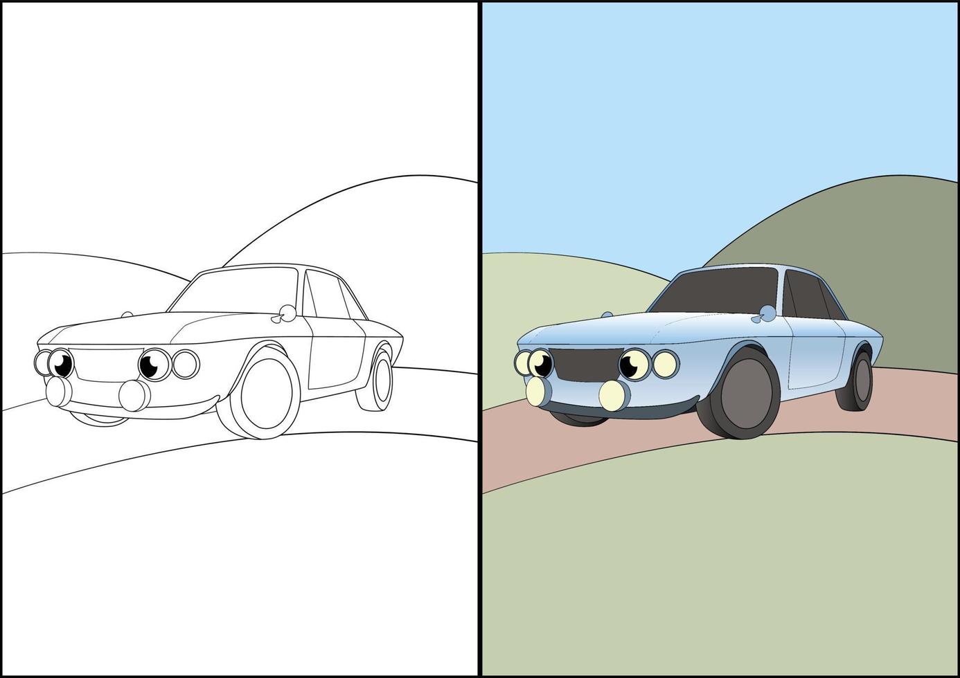 eenvoudige voertuig kleurplaten voor kinderen, kleurplaten voor kinderen. vector