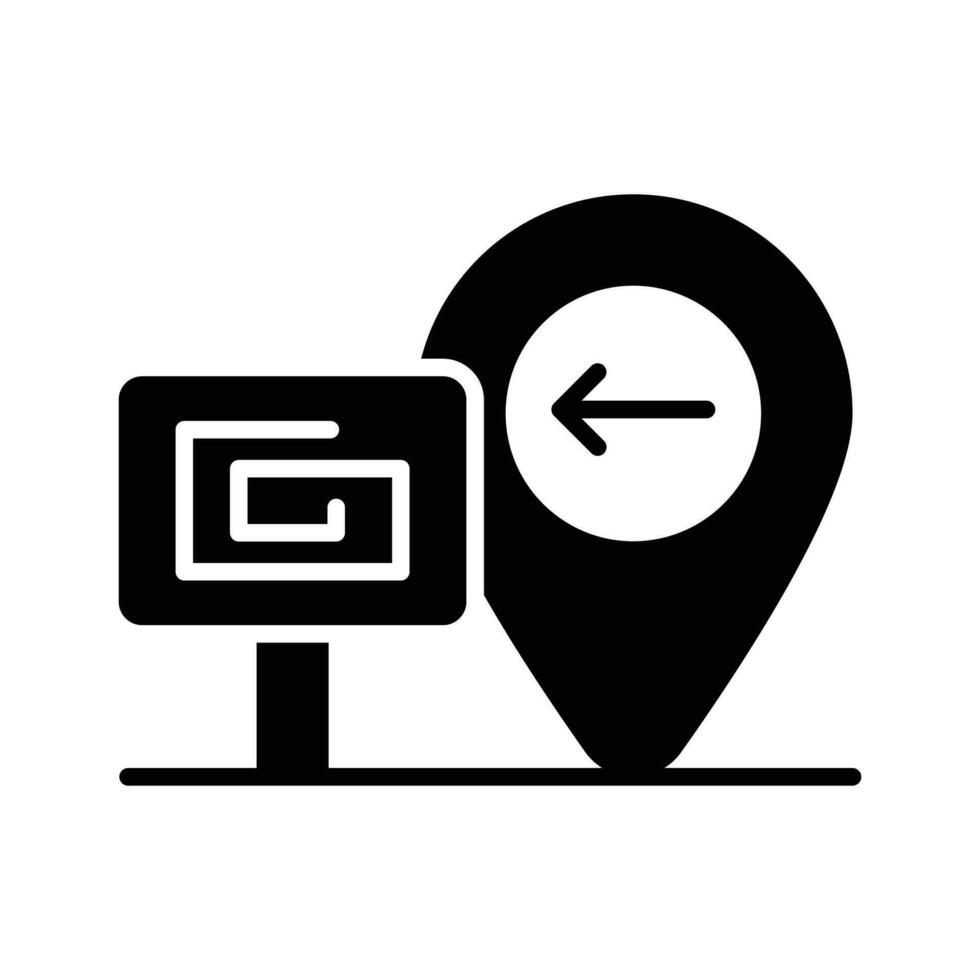 directioneel pijl binnen kaart pin met uithangbord tonen concept icoon van bouw plaats vector