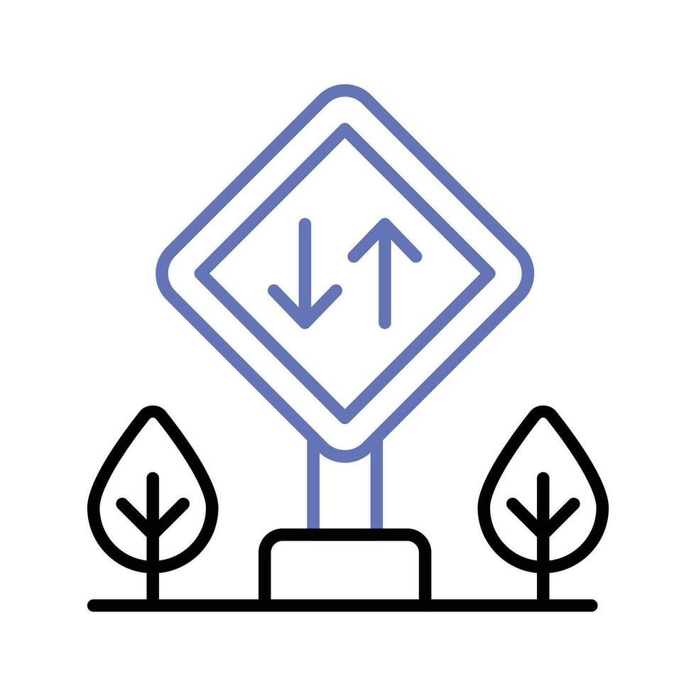 twee manier verkeer tekens icoon, klaar voor premie gebruik vector