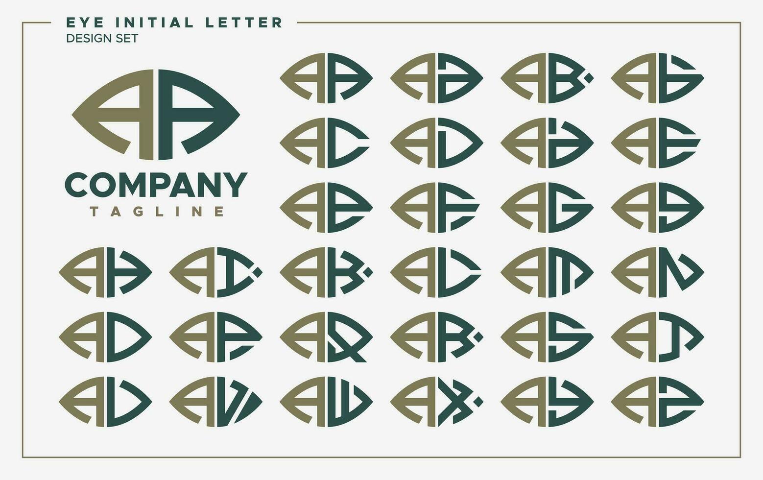 luxe oog of blad vorm brief een aa logo ontwerp reeks vector