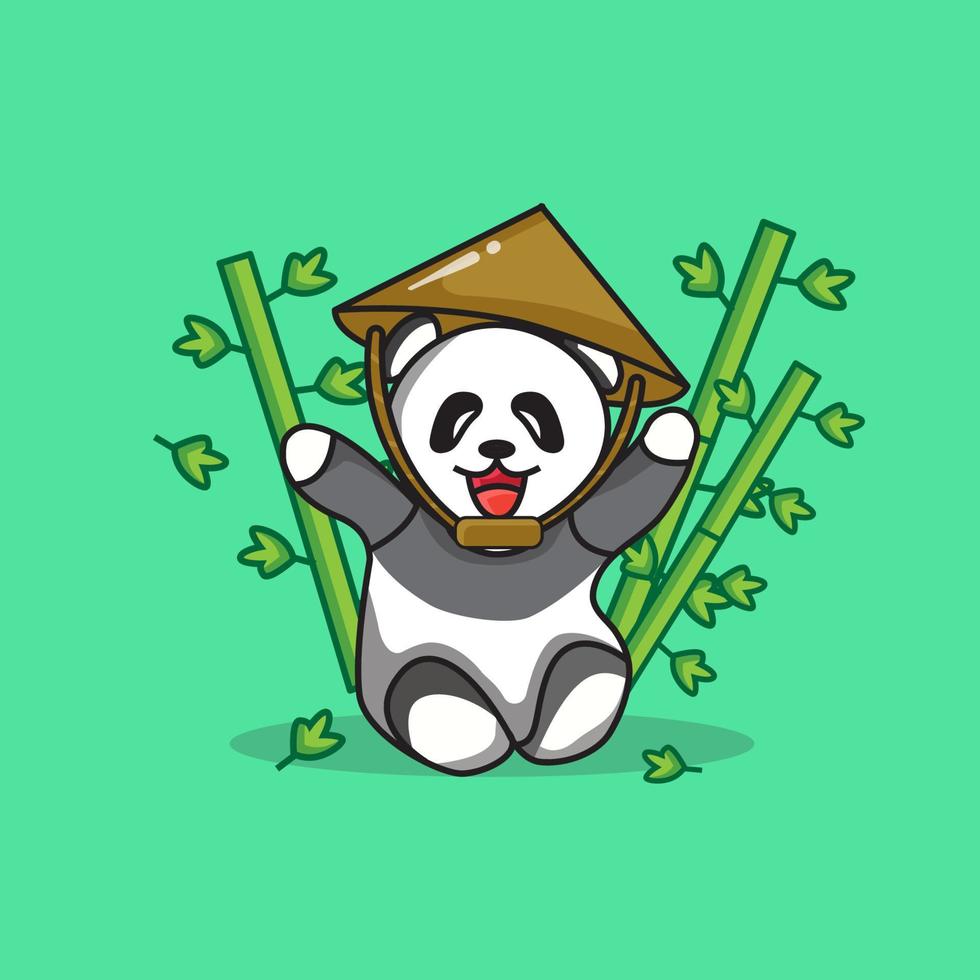 schattige panda gelukkig spelen pictogram vectorillustratie. vector