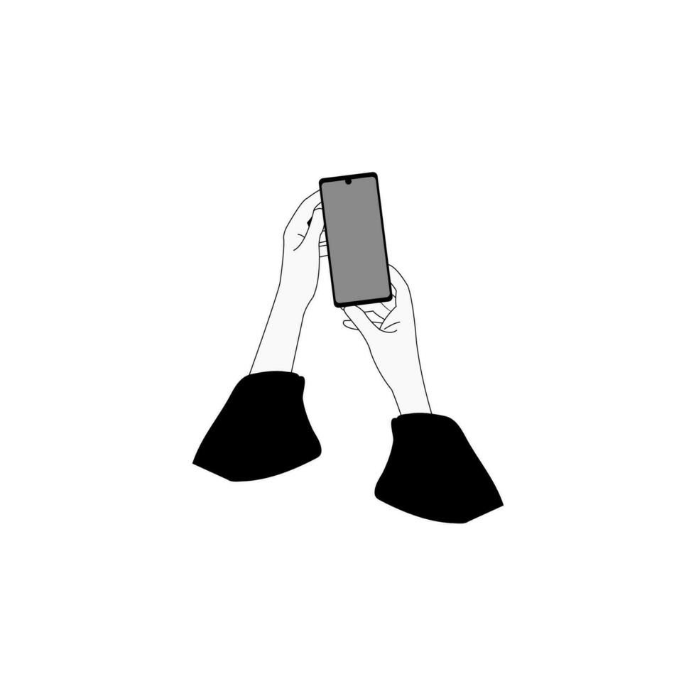 hand met mobiele telefoon vector