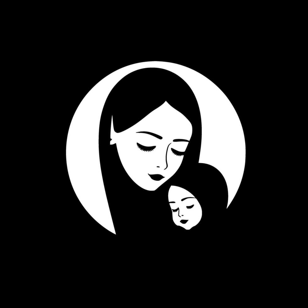 mama - zwart en wit geïsoleerd icoon - vector illustratie