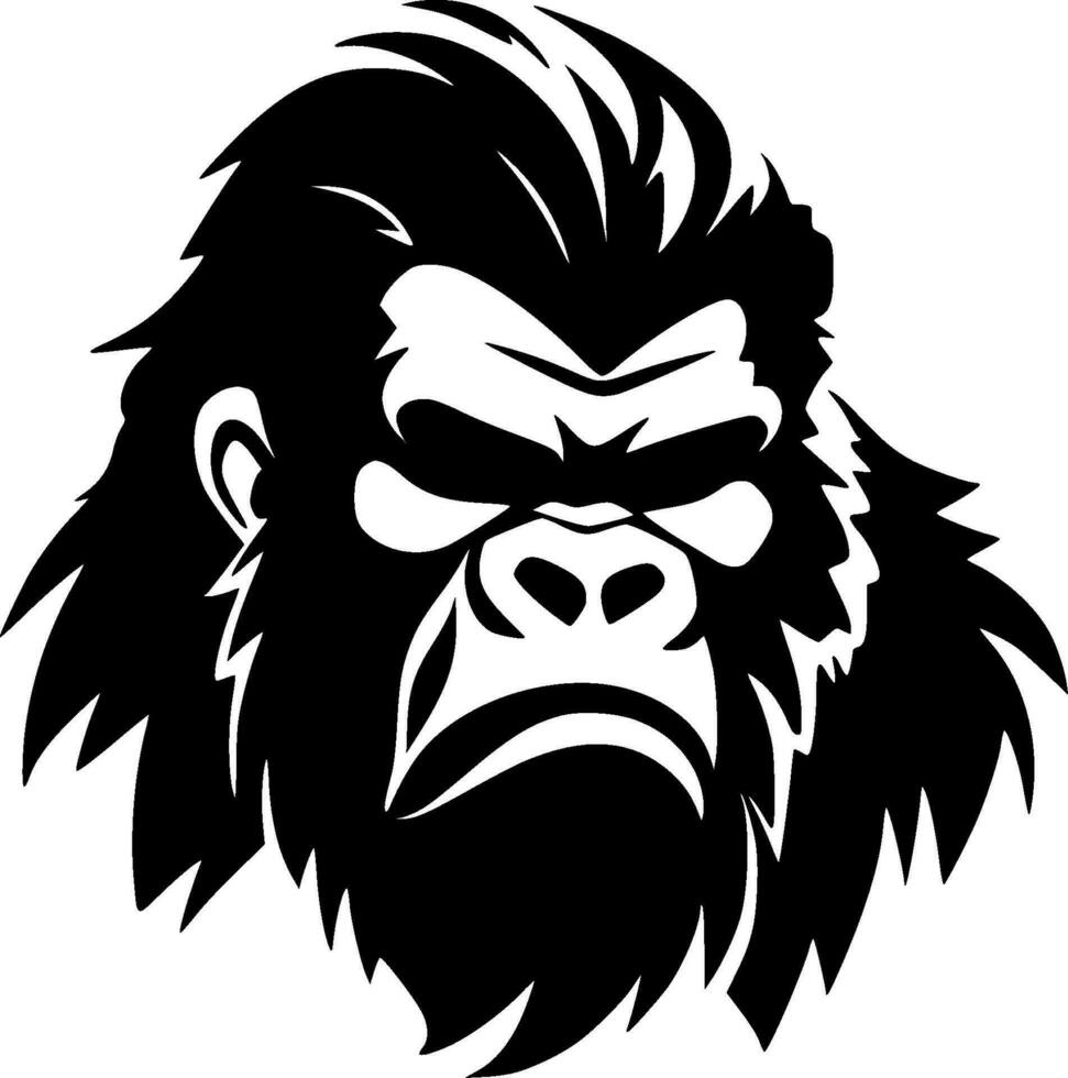 gorilla, zwart en wit vector illustratie