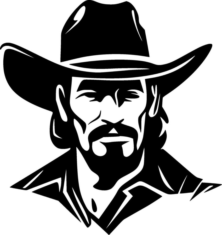 cowboy, zwart en wit vector illustratie