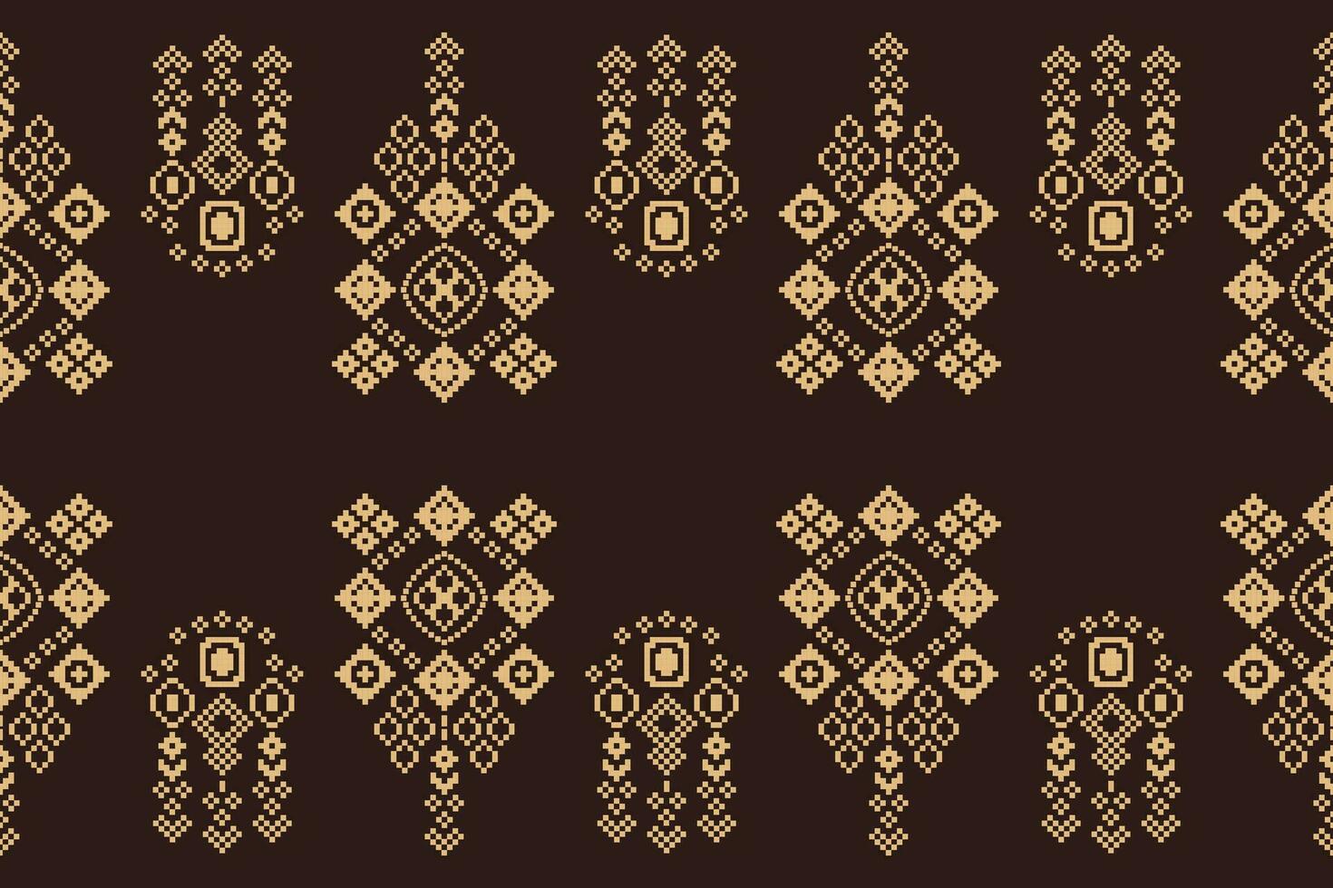 etnisch meetkundig kleding stof patroon kruis steek.ikat borduurwerk etnisch oosters pixel patroon bruin achtergrond. abstract,vector,illustratie. textuur,kleding,sjaal,decoratie,tapijt,zijde behang. vector
