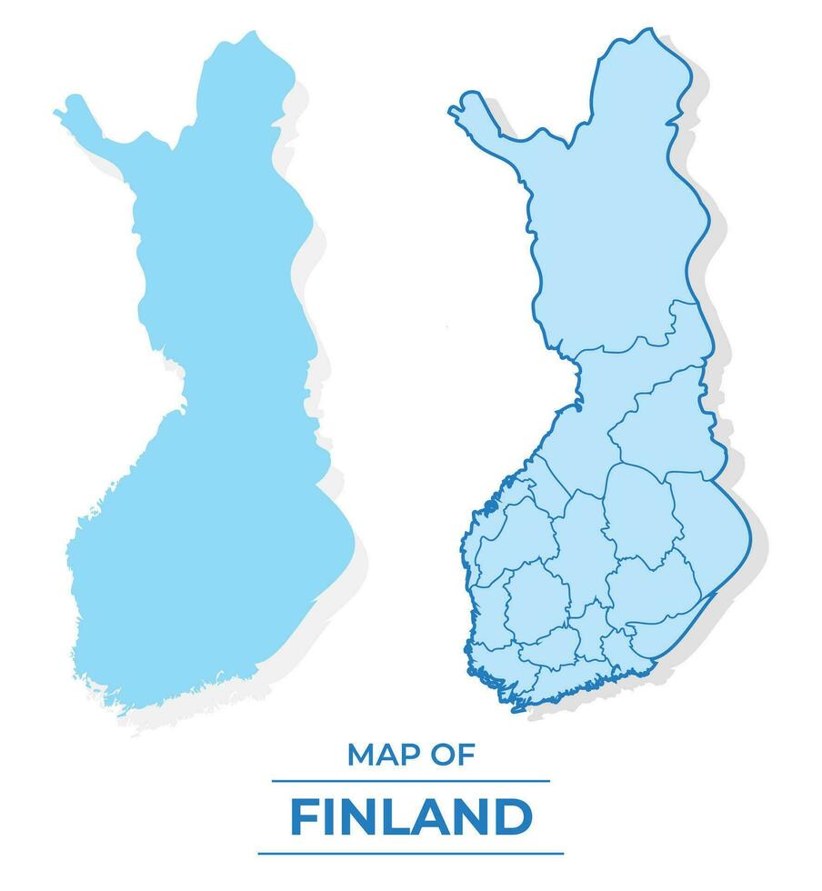 vector Finland kaart reeks gemakkelijk vlak en schets stijl illustratie